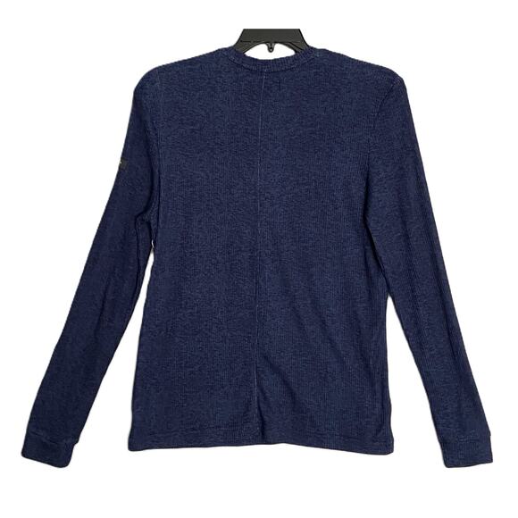 Ted Baker London T-Shirt Men's Small Ribbed Crew Neck Long Slv Navy Heather NEW - Picture 6 of 11